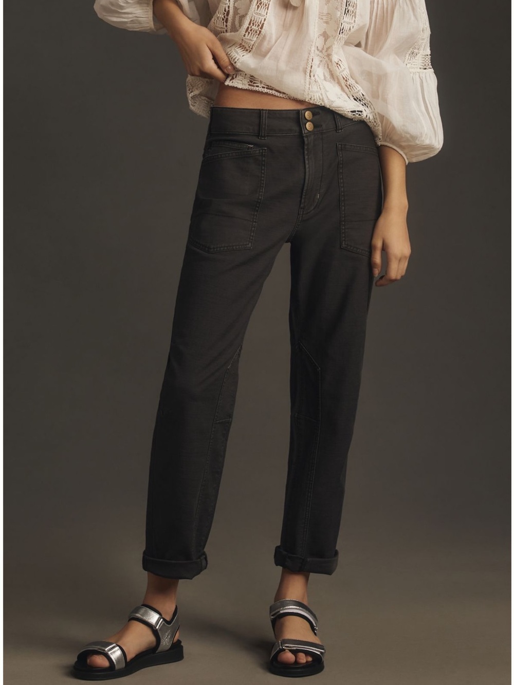Pilcro the wanderer Pant in Charcoal Gray